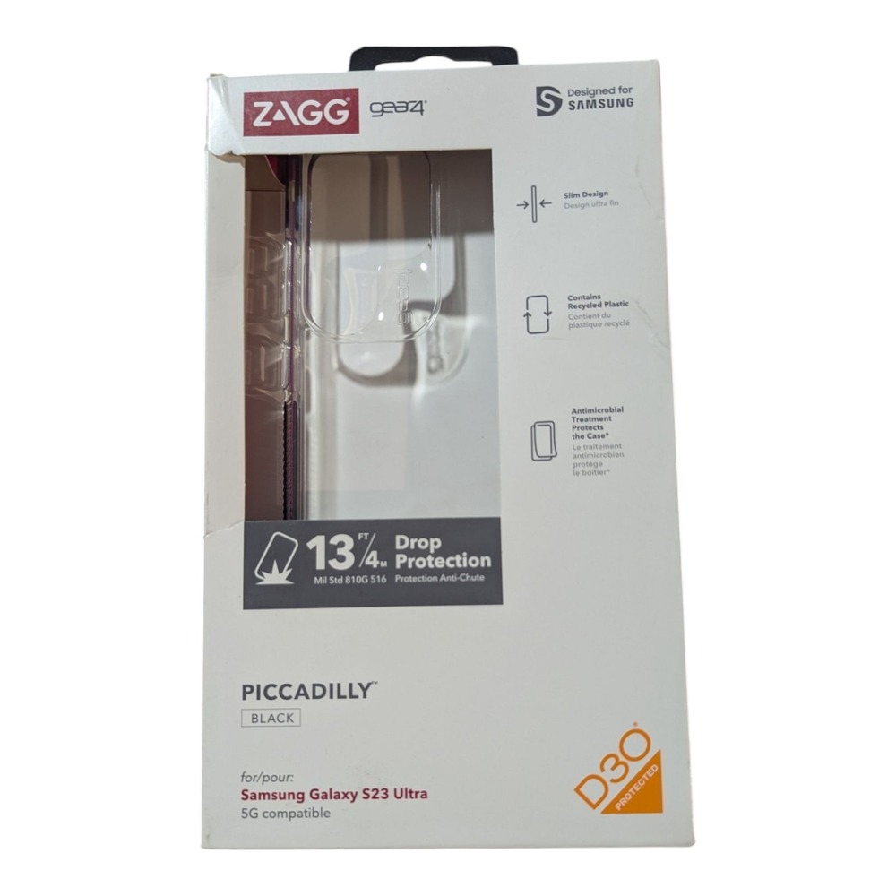 E9. ZAGG Gear4 Piccadilly Black Case for Samsung Galaxy S23 Ultra - Clear